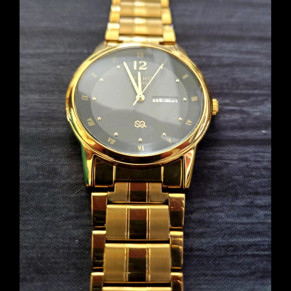 SQ23 Gold Black‎ Dial New Miyota Mvt & Batt Men's 41mm Watch - Picture 7 of 12
